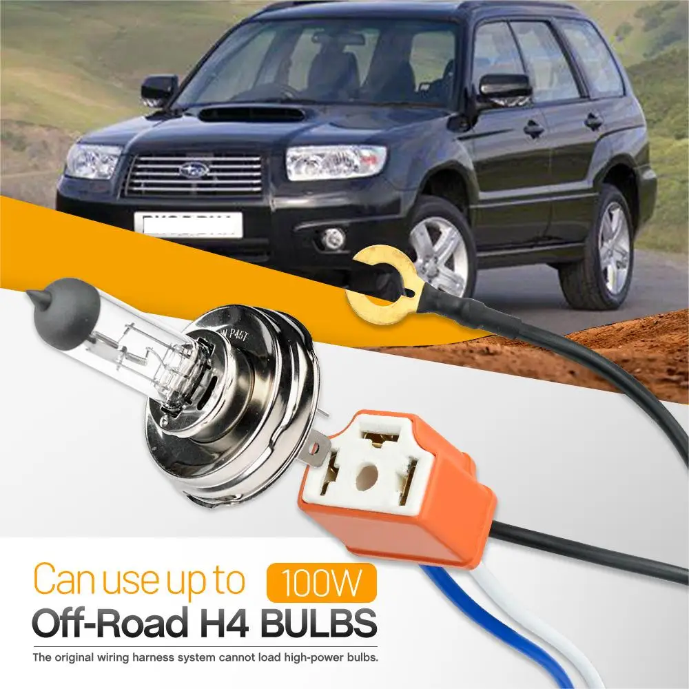 

14AWG H4 relay wiring harness H4 high watt off road Headlight for Subaru Forester Legacy Impreza WRX Mitsubishi 3000GT
