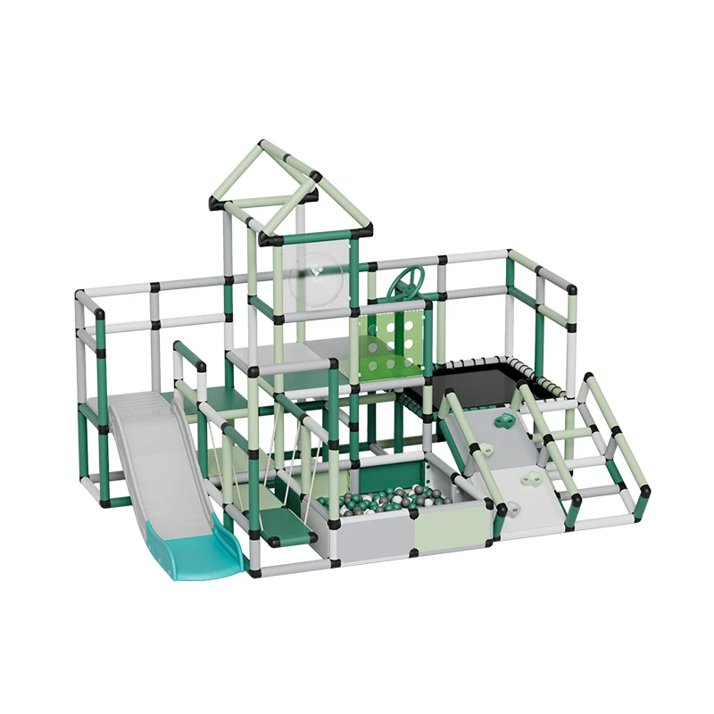

Indoor Kids Climbing Frame with Toddler Slide and Trampoline Eco-Friendly PP Material for School & Shopping Mall Use