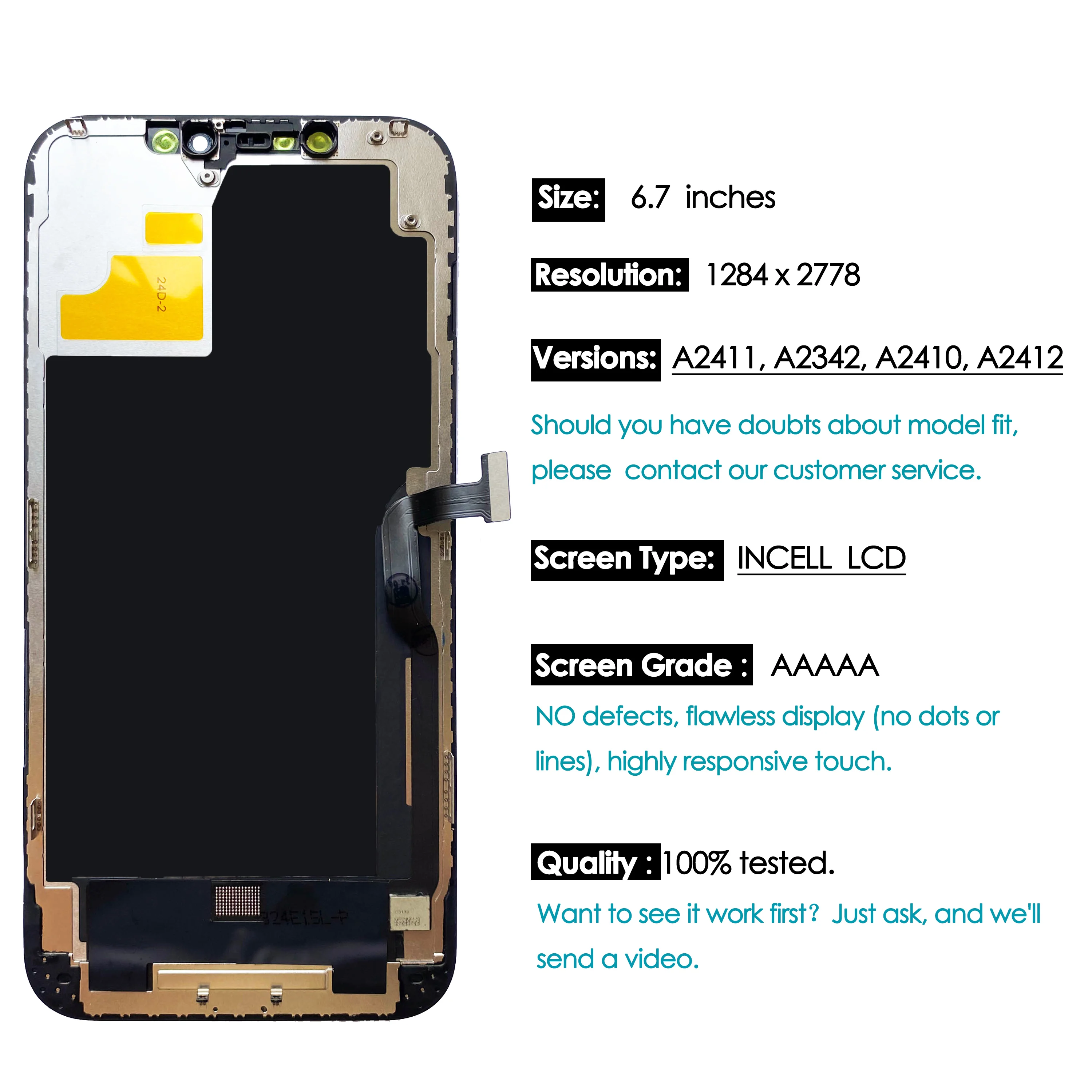 High quality AAA incell LCD For iPhone 12 Pro MAX Display Touch Screen Replacement Digitizer Assembly Repair parts Wholesale