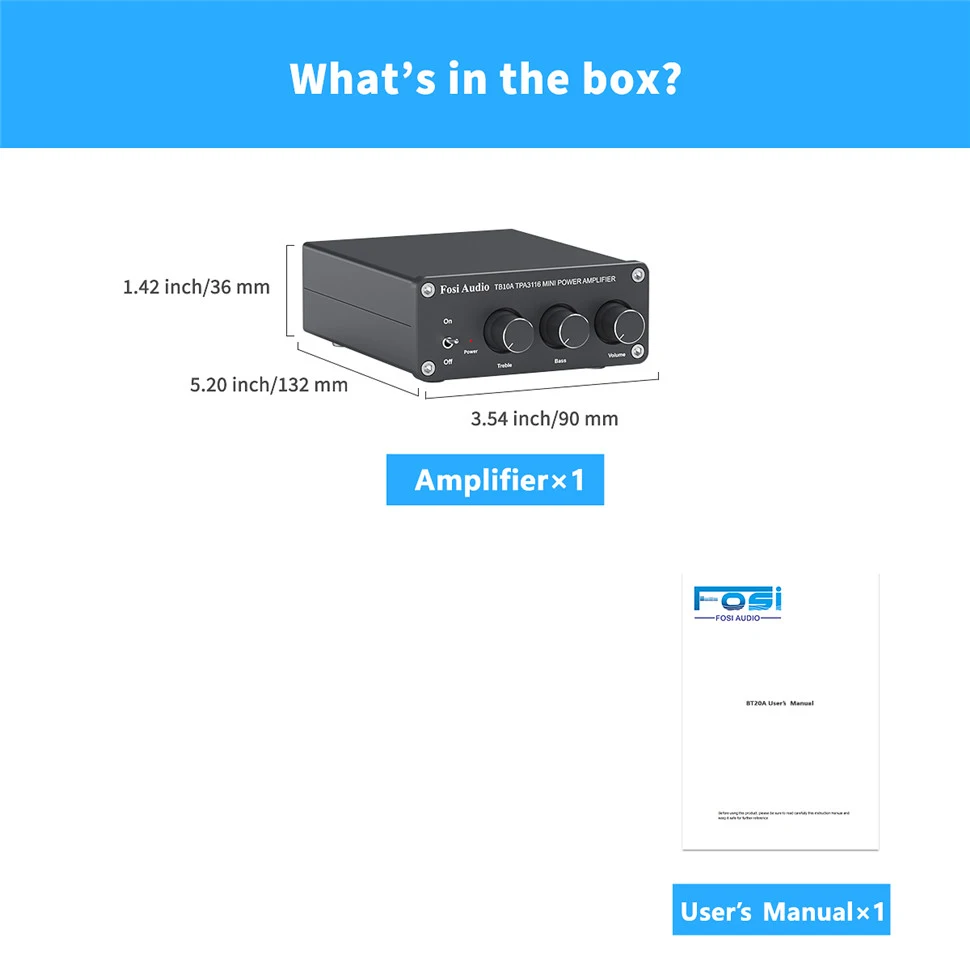 Fosi Audio TB10A TPA3116D2 Stereo Amplifier Receiver 2 Channel