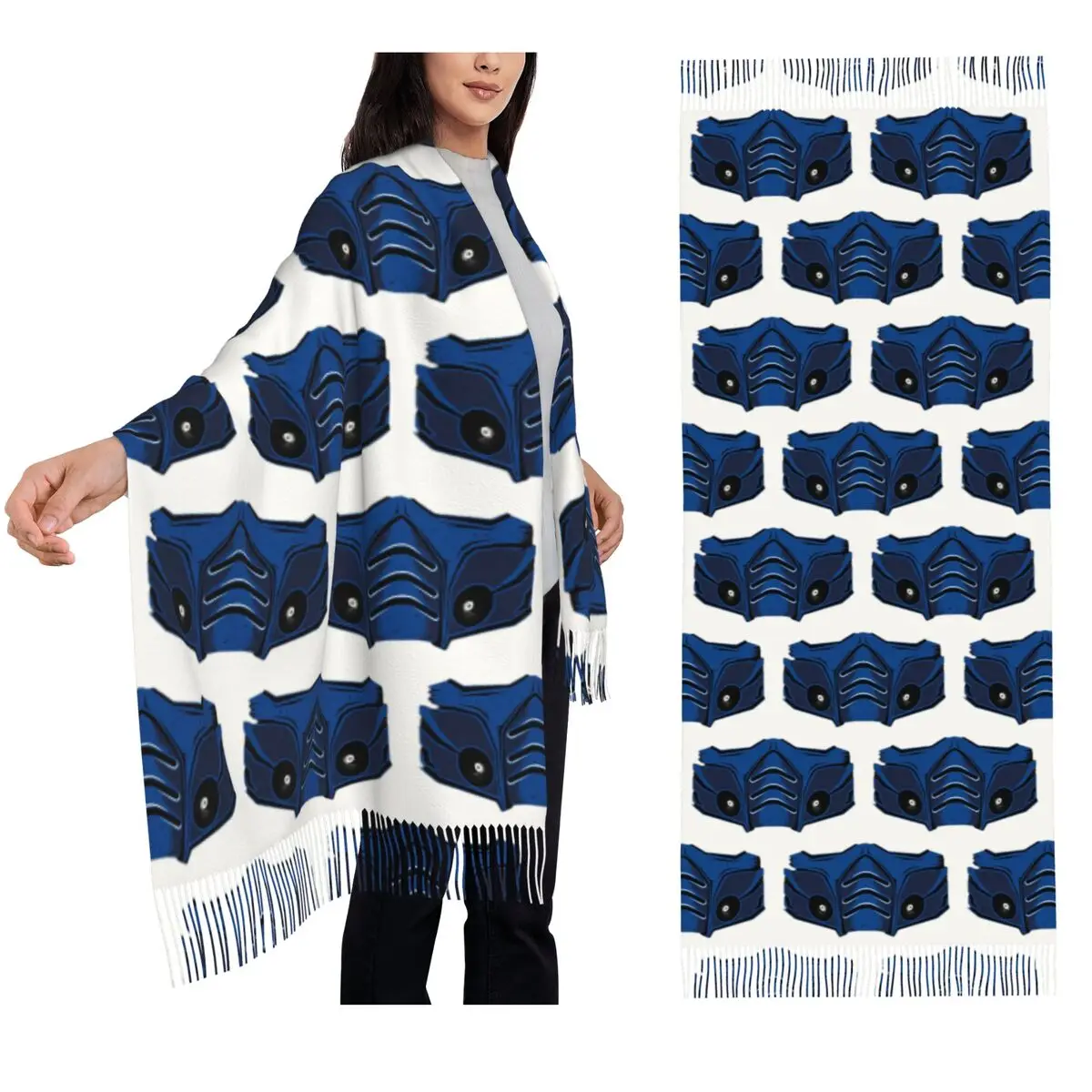 

Mortal Kombat Sub-Zero шарф с кисточками для женщин, мягкие теплые шали и накидки, большая осенне-зимняя шаль