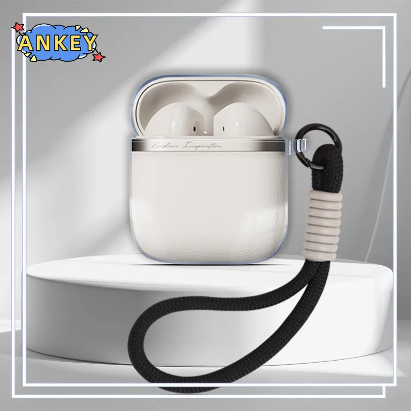 For Edifier W200T Transparent Earphone Silicone Case Earbuds Soft Protective Headphone Cover Headset Skin with Nylon Lanyard