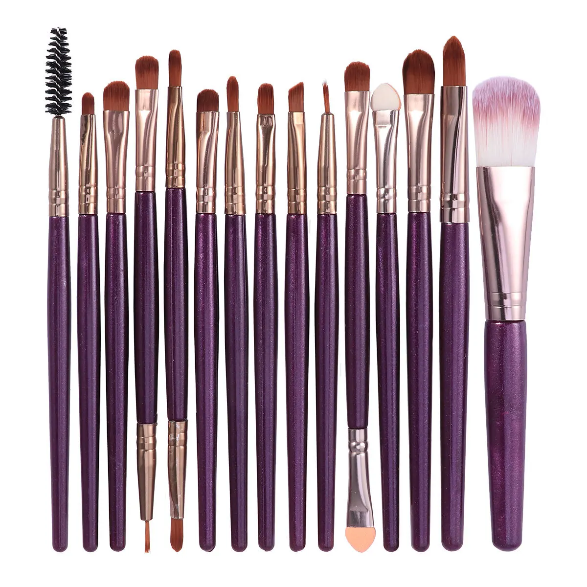 15-teiliges professionelles Make-up-Pinsel-Set, Werkzeugset für Frau, Gesicht, Augen, Rouge, Puder, Foundation, Pinsel, wiederverwendbares Nylon