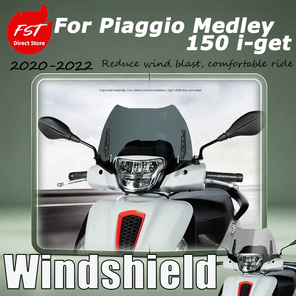 For Piaggio Medley 150 i-get 20-22 model upgrade accessories - windshield front wind deflector guard for the chest