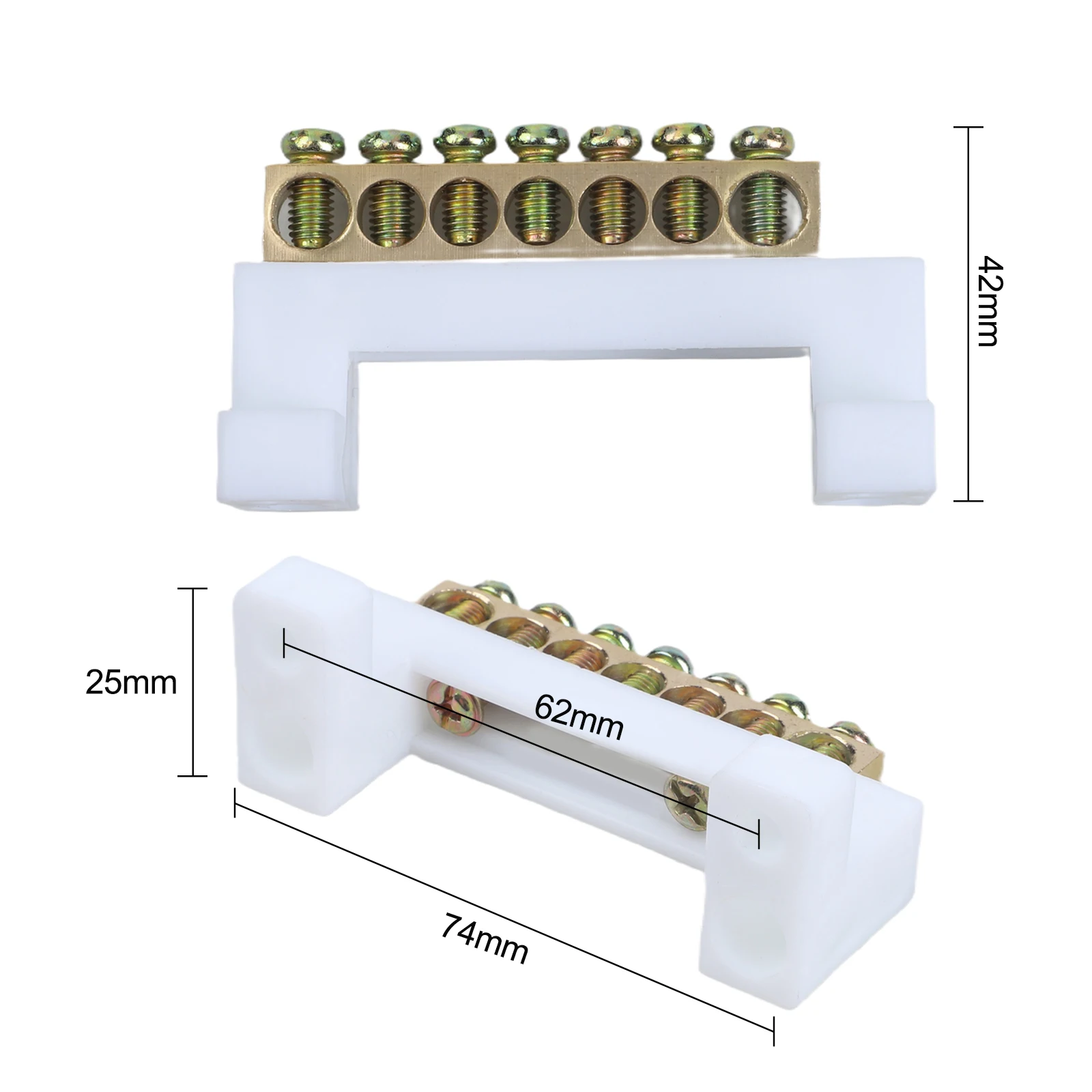 10 Holes Copper Ground Terminal Bar for Neutral Wire Distribution Cabinet with Mounting Screws and Shelf Support