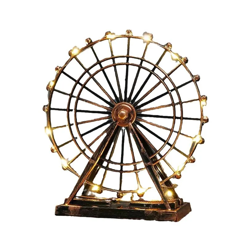 European retro wrought iron old craft Ferris wheel model creative home living room wine cabinet decoration ornament