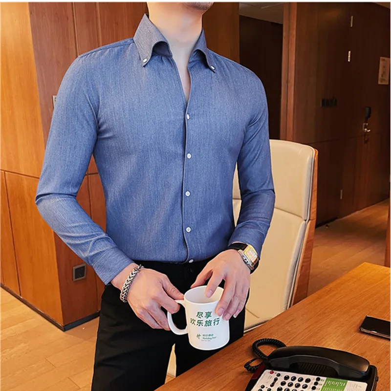 2023 British Style Men Spring High Quality Business Shirts/Male Slim Fit Casual Long-sleeved Shirts Camisas De Hombre S-4XL