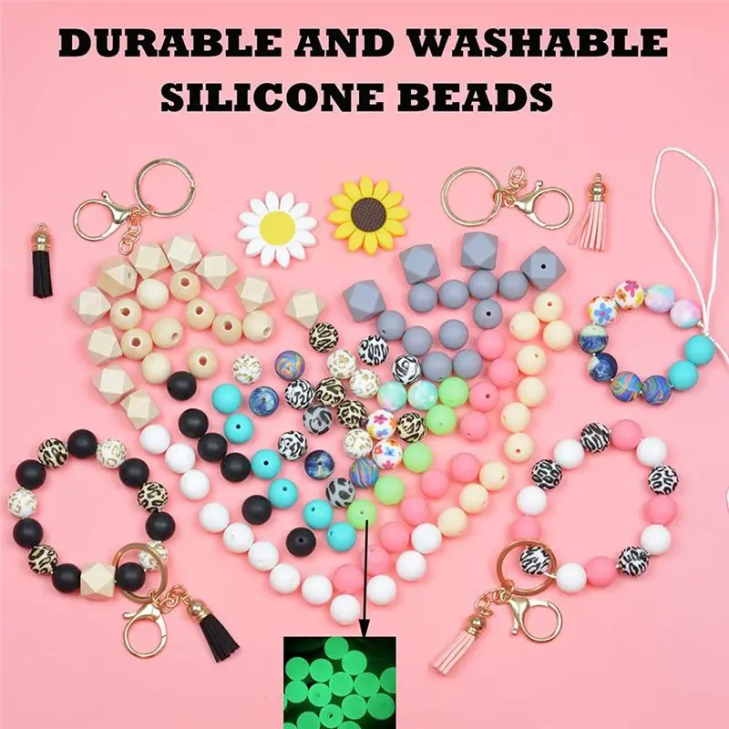 

Просто-силиконовые бусины для изготовления брелков, разные бусины 15 мм оптом для изготовления ювелирных изделий своими руками, ожерелья, браслета