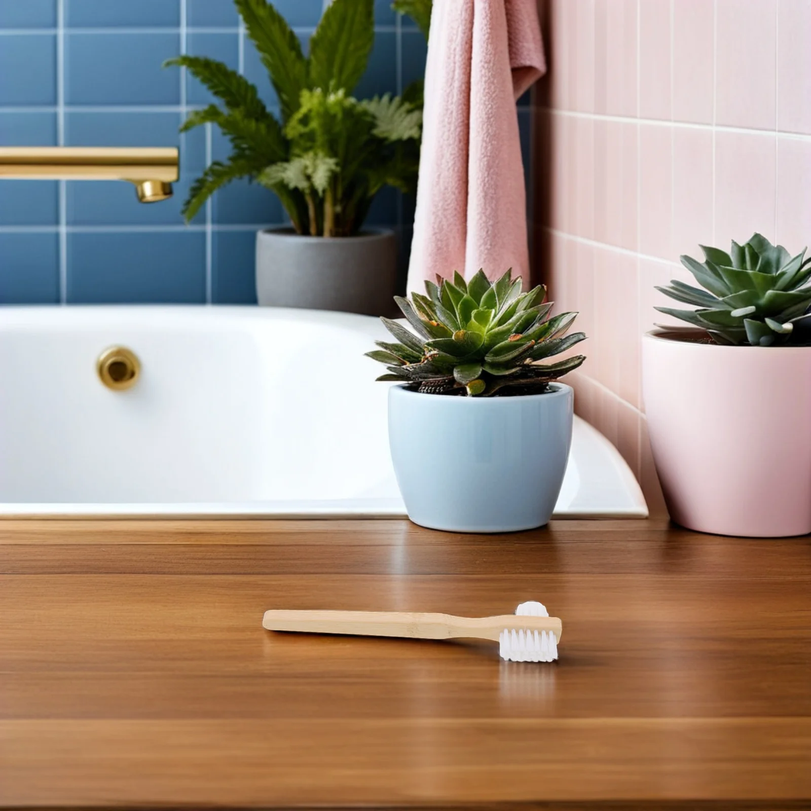 مقبض مريح من النايلون، فرشاة أسنان كاذبة متوسطة الصلابة، شعيرات ناعمة مثالية للأسنان الحساسة واللثة للعناية اليومية بالفم