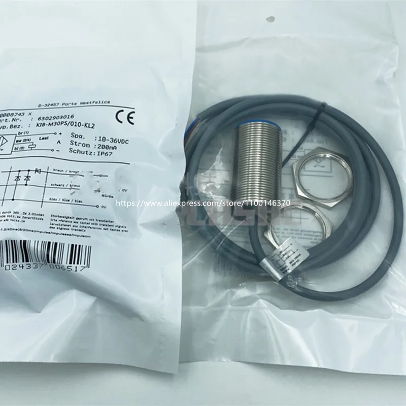 

2Pcs New High Quality Inductive Proximity Switch KIB-M30PS/010-KL2 KIB-M30NS/010-KL2 DC Three-Wire PNP Normally Open Sensor