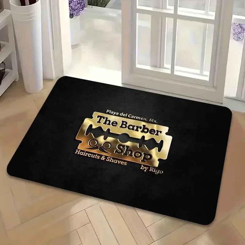 Barber Shop Welcome Mat Barber Shop Sign Floor Mat Graphic Printed Door Mat Bathroom Kitchen Entrance Carpet Home Decor