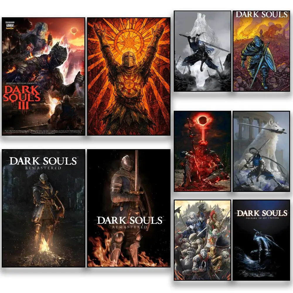 Game Dark D-Dark Souls Poster HD Removable Wall Art Gift Bedroom Lounge Dorm Office Gaming Cafe Bars