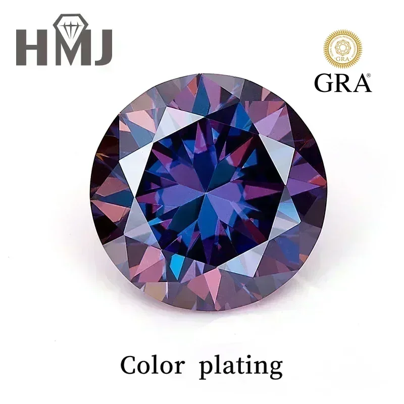 Pink Moissanite Wholesale Rainbow Purple Round Cut Artificial Cultivation of Gemstones Diy Jewelry Making with GRA Certificate