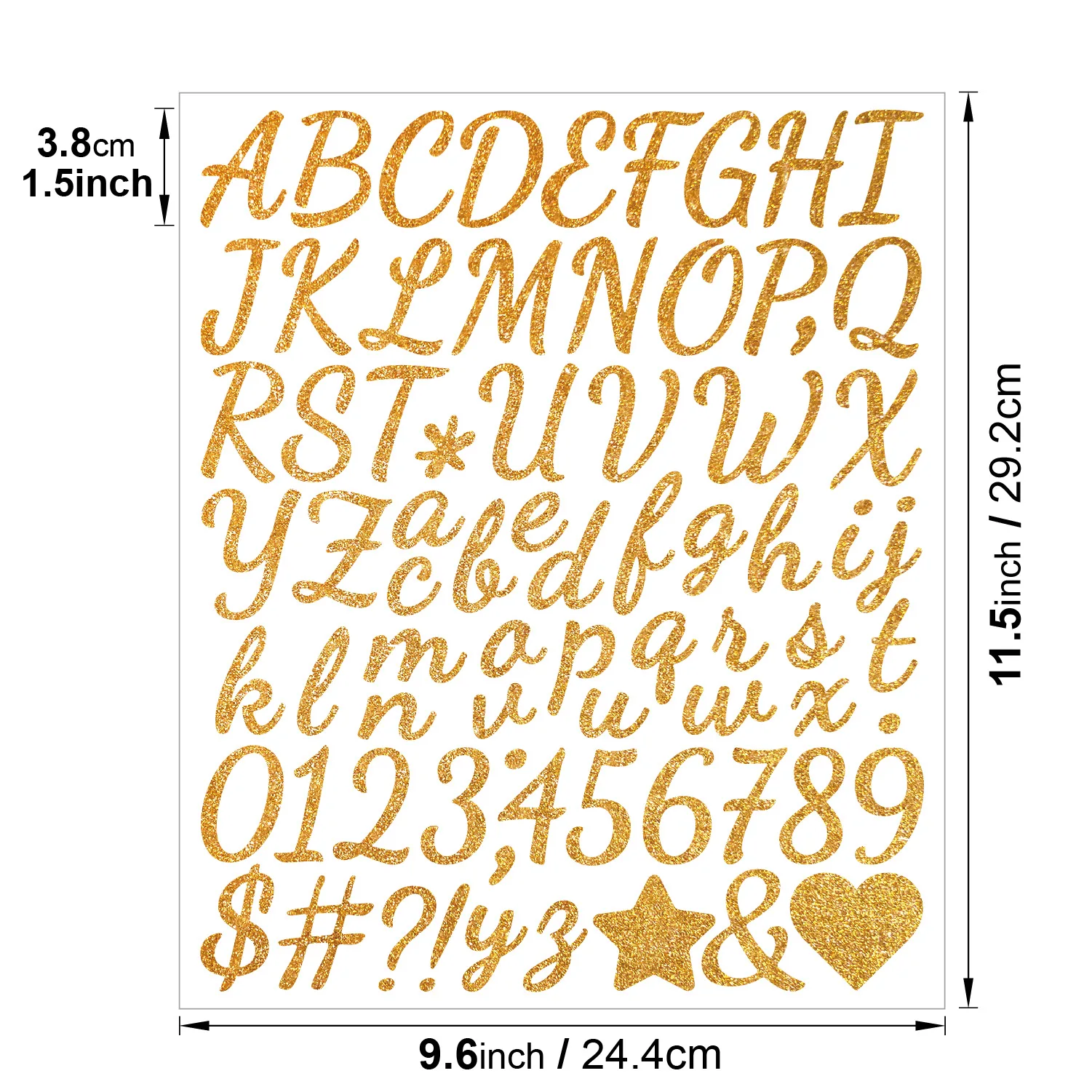 1.5inch Glitter Gold Silver Alphabet Stickers Adhesive Letters Numbers for Gift Decals, Mailbox, Signs, Door,Address Number Home