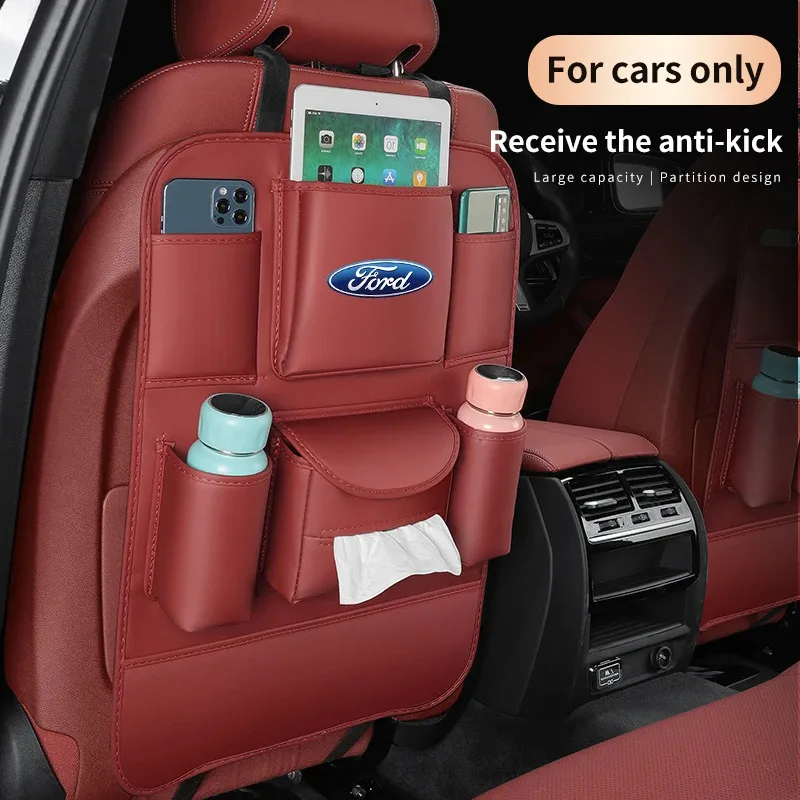 

Car Seat Back Storage Bag Backrest Anti-kick Pad For Ford Focus Raptor Puma Mondeo Kuga Edge Explorer Ranger Fusion Ecosport ST