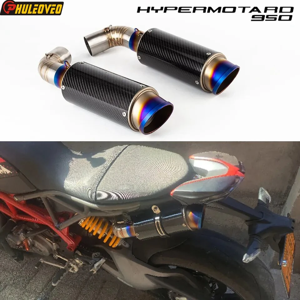 

For Ducati Hypermotard 950/SP 2019-2025 HYPERMOTARD 950 RVE 2021-2025 Motorcycle Exhaust Mid Link Pipe Real Carbon Muffler Can