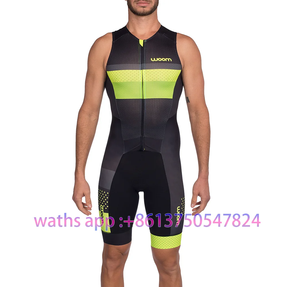 Woom Sleeveless Skinsuit Triathlon Road 2023 Mens Summer Cycling Suit Maillot Ciclismo Outdoor MTB Bike Jumpsuit