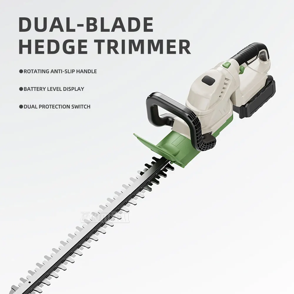Hedge Trimmer, Electric Hedge Trimmer, Portable Lithium-Ion Multifunctional Household Outdoor Landscaping Double-Blade Trimmer