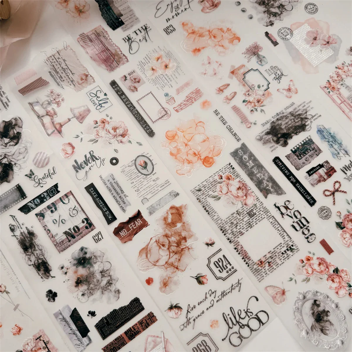 Journal Pages Vintage Dear Bloom Rose Floral Washi PET Tape for Card Making DIY Decorative Sticker