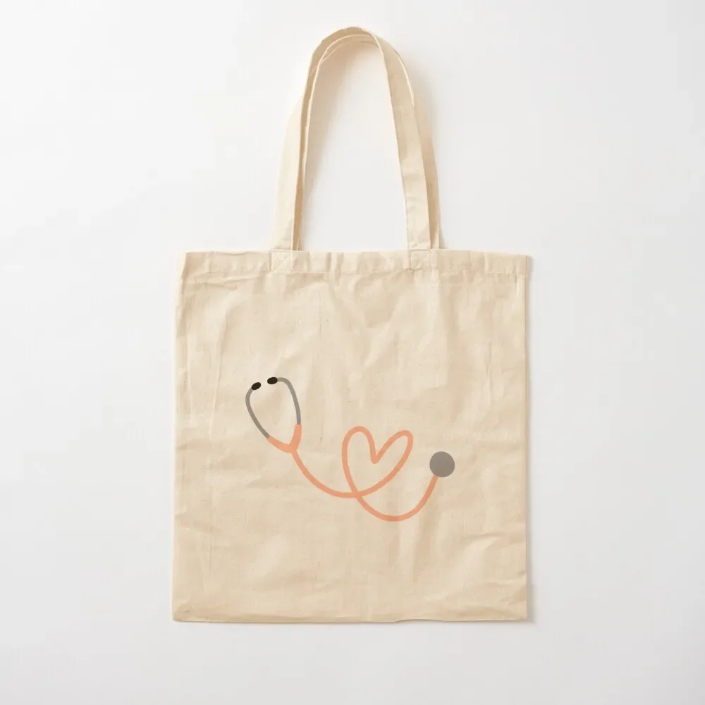 Orange Heart Stethoscope Tote Bag Canvas bag for women Custom bag Canvas Tote