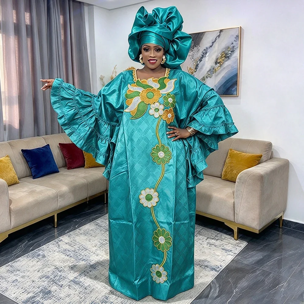 Plus Size African Clothes for Women Dashiki Ankara Embroidery Evening Bazin Rich Design Wedding Party Dresses Christmas Gowns