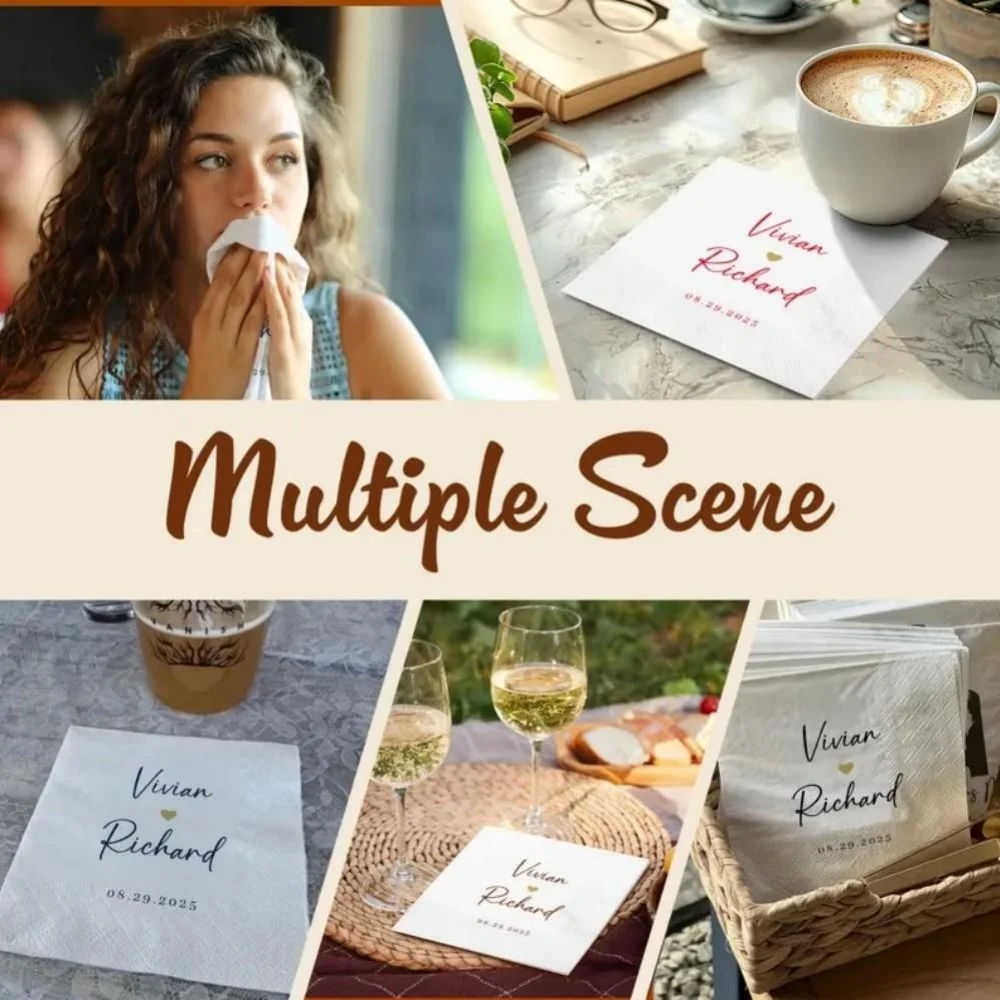 مناديل زفاف مخصصة مع الاسم |   مناديل الحفلات الشخصية |   أي نص على المناديل الخطوبة #3