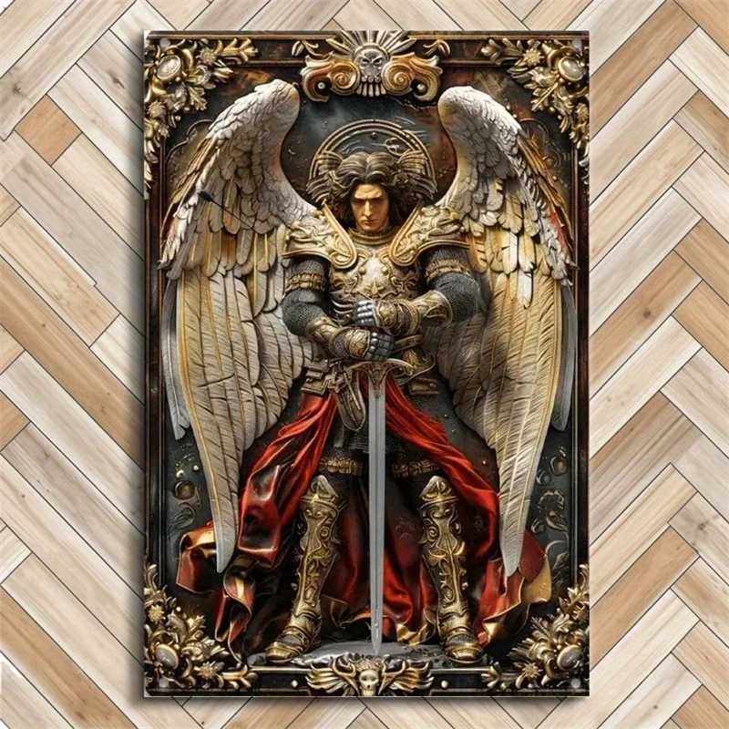 Vintage Saint Michael Metal Sign, Retro Wall Art Suitable for Home, Office, Cafe, Bar Decor, Perfect Gift for Family and Friends