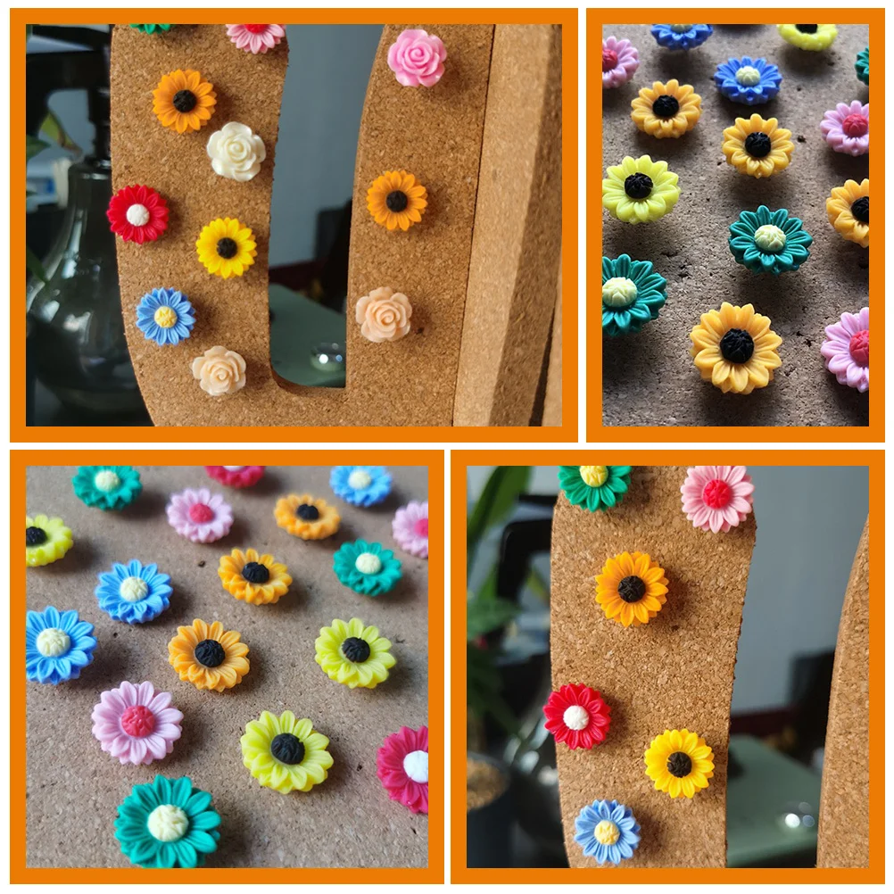 

20Pcs Bright Color Design Push Pins Sturdy Resin Metal Thumbtacks Cork Board Accessories Home Office Use Office Desk Accessories