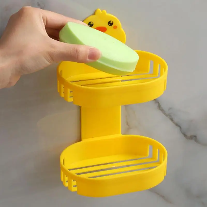 Soap Dish For Shower Soap Case Bathroom Soap Dish Soap Holder 2 Tier Storage Organizer Soap Container Suction Cup Bathroom