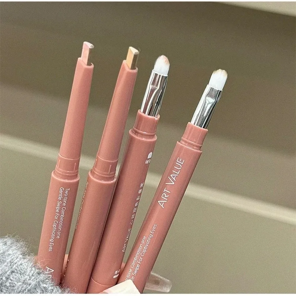 2 Color-Blocking Sleeping Silkworms Stick Ombre 2-in-1 Highlighter Pen Natural Ultra-Thin Eyeshadow Stick Quick Makeup