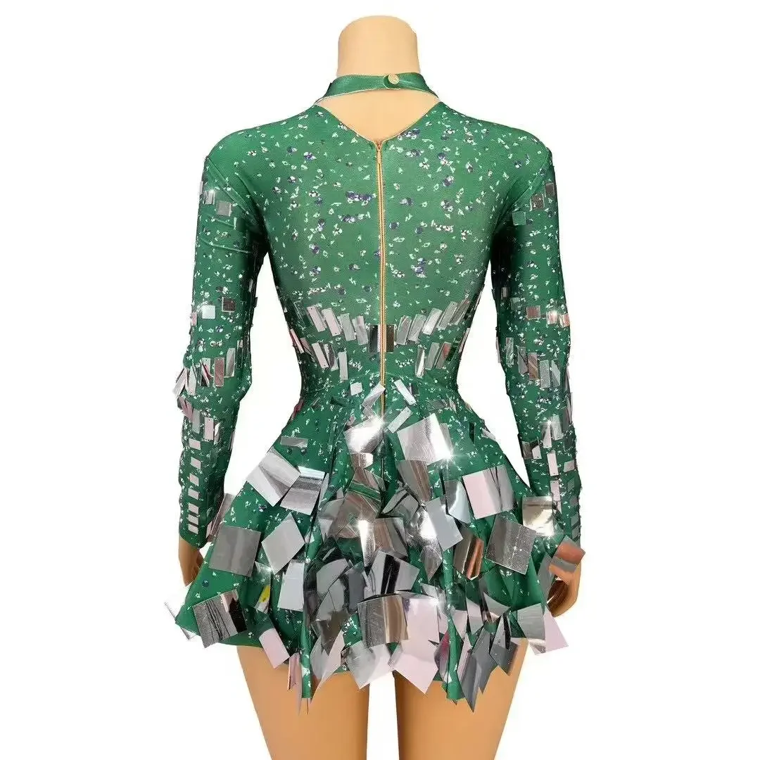 ถ่ายภาพชุดเวทีกระพริบดําเนินการเครื่องแต่งกาย Rhinestones Ultrashort ผู้หญิงปาร์ตี้ไนท์คลับนักร้องนักเต้น