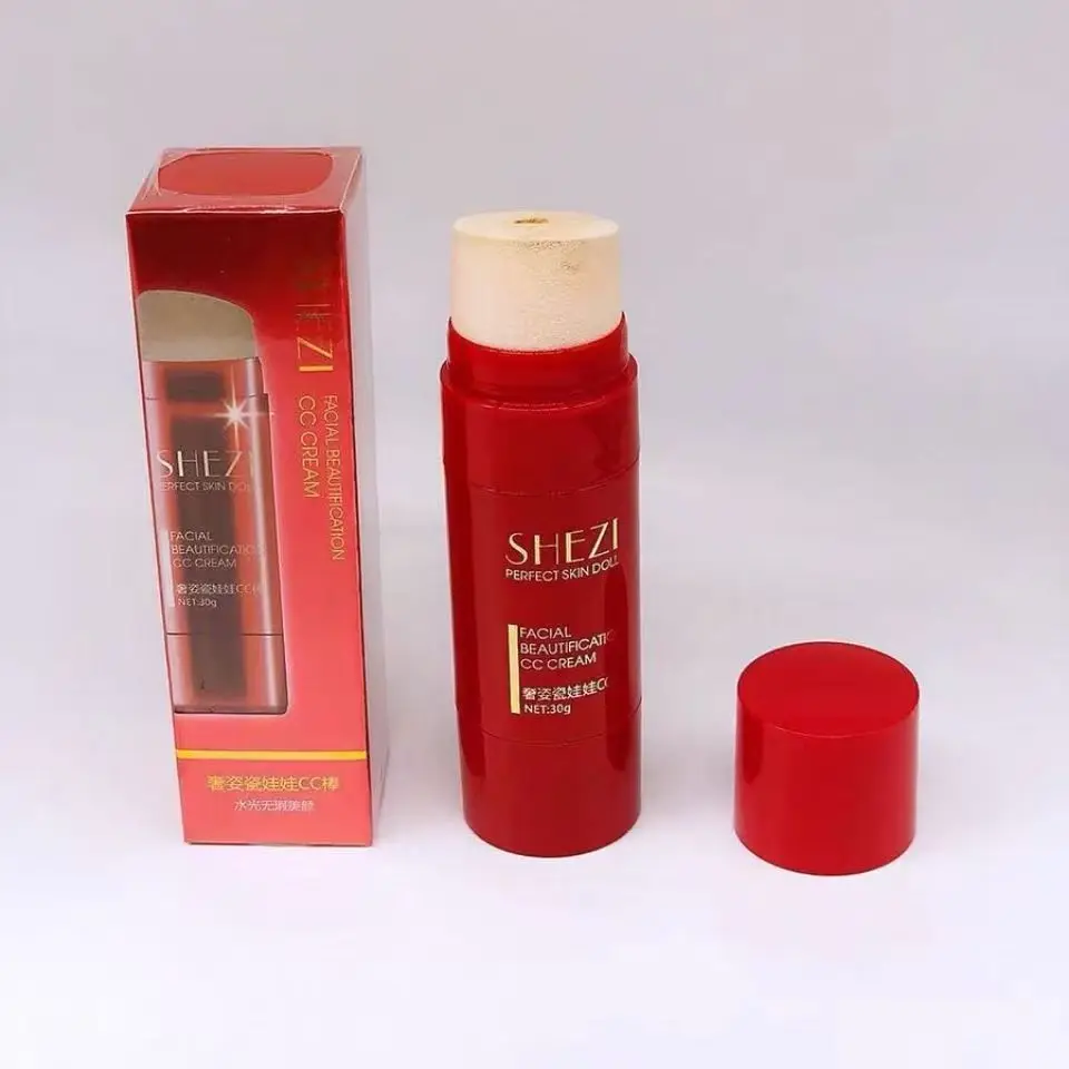 ชุดเซ็ต CC Cream SHEZI ขนาด 30 มล. และแปรงคอนซีลเลอร์ E6 สำหรับผิวสวยแบบตุ๊กตา ควบคุมความมัน รองพื้น CC Cream เครื่องมือแต่งหน้า