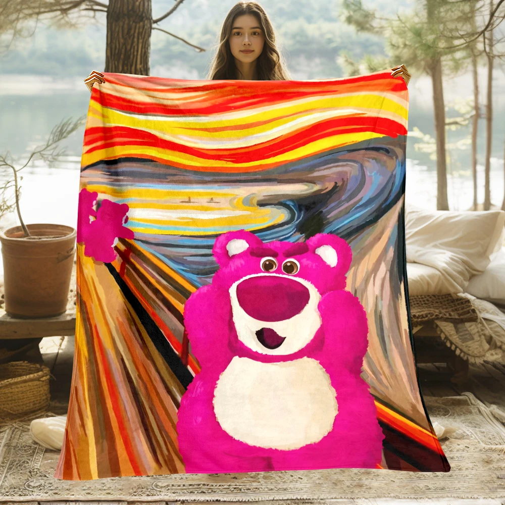 Lotso Toy Story HD Printed  Blanket,Lightweight Flannel Throw for Sofa, Bed, Travel, Camping, Livingroom, Office, Couch,Chair