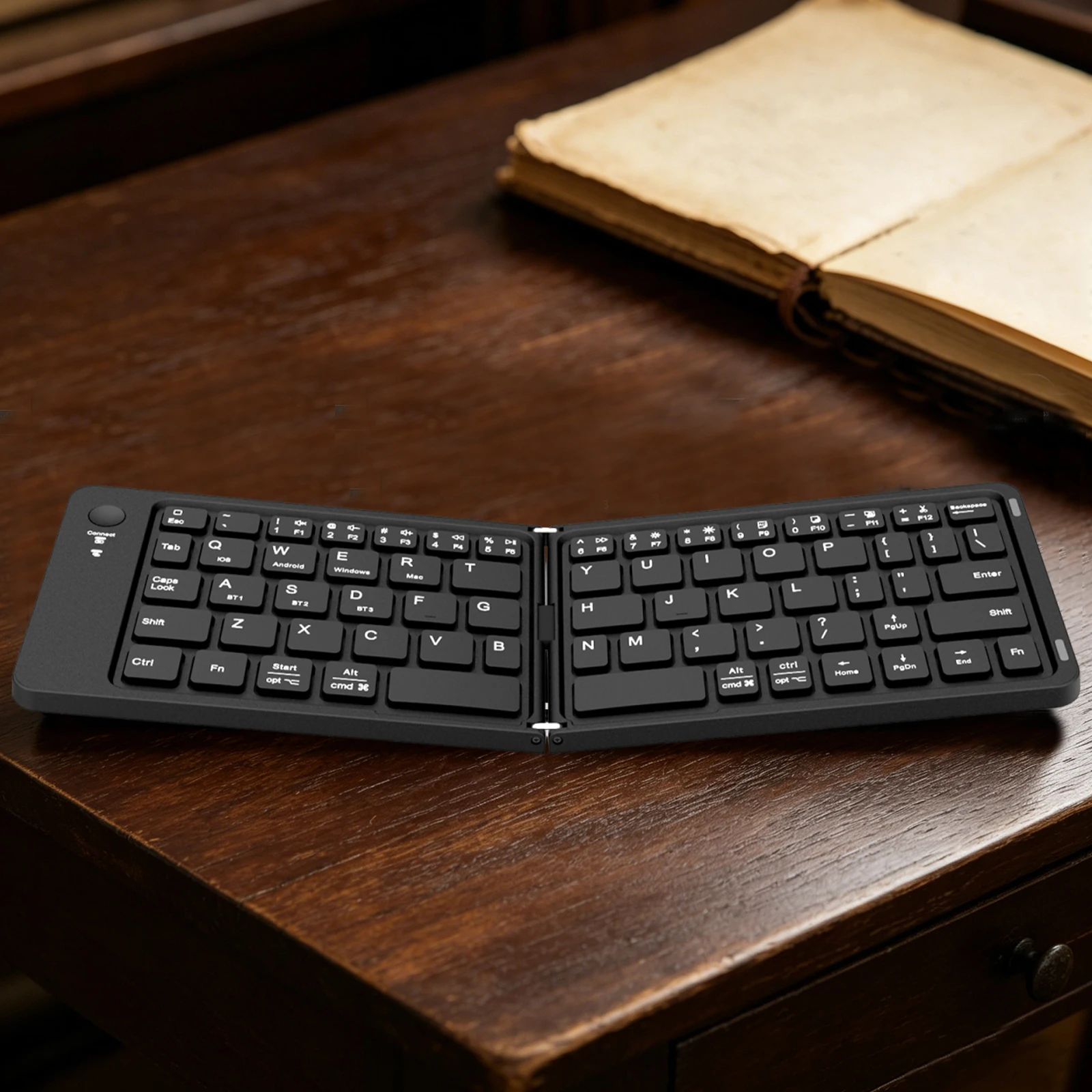 Mini Foldable BT Keyboard with Stand Portable BT Key Pad Magnetic Lock Ultra-Thin Folding Keyboards for Android iPhone iPad Mac