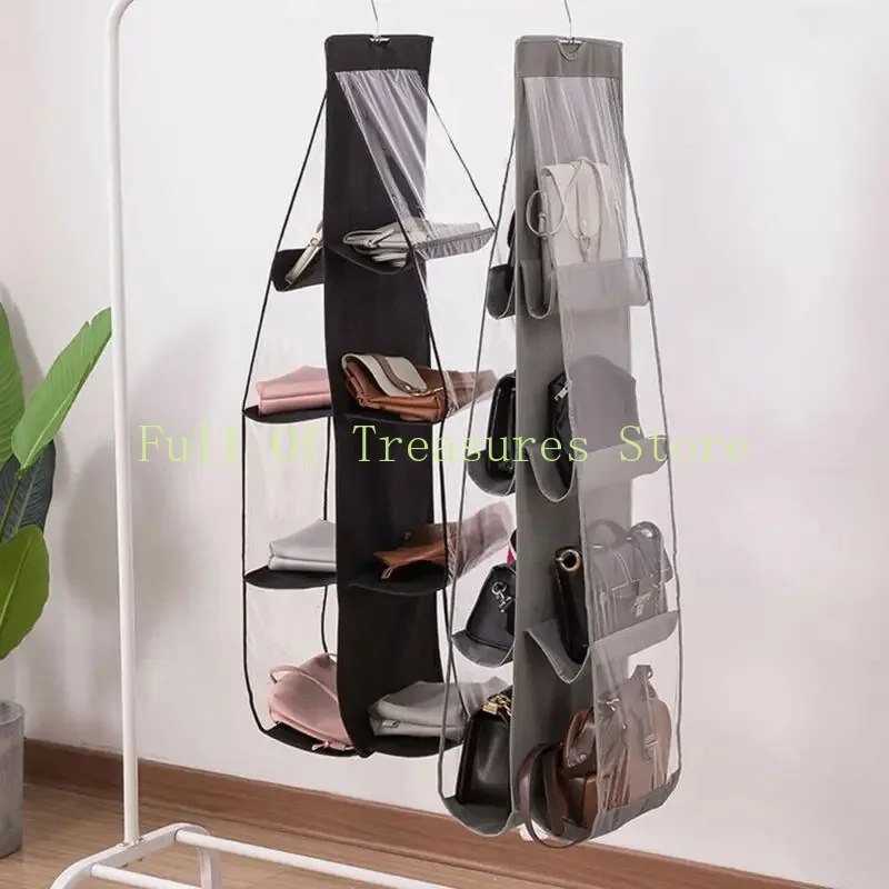 6/8 Pockets Foldable Clear Hanging Purse Handbag Tote Storage Organizer Door Sundry Pocket Hanger Closet Rack Bags