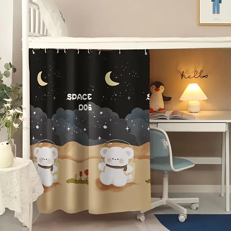 Picture 5: 1pc cartoon privacy bed curtain - blackout, dust-proof for single and bunk beds, perfect for families and school dormitories