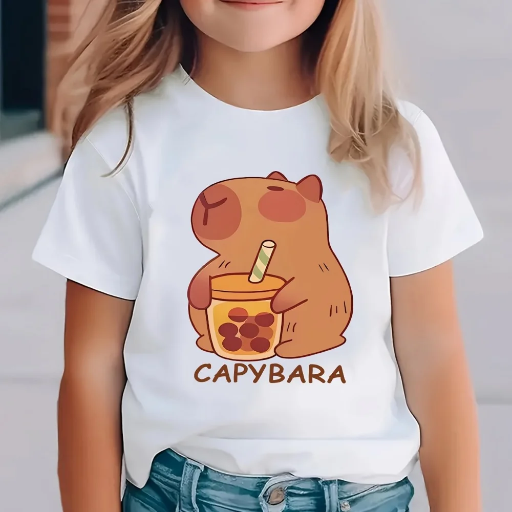 

Kids Clothes Summer Capybara Graphic T Shirts O-Neck Clothing for Girls Short Sleeve Children T-Shirt Fashion Tops Child T Shirt