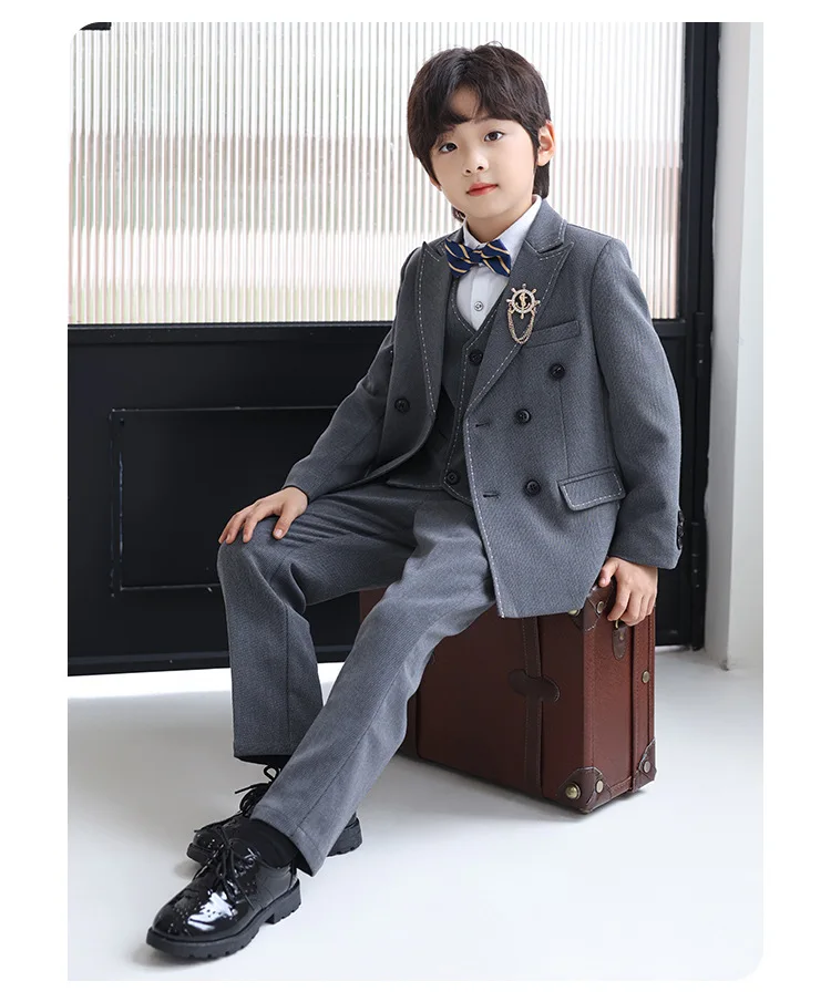 Kinderanzug-Set, Britischer Stil Blumenmädchen-Kleid für Einjährige, Jungen-Kostüm für Reden, Klavier, Laufsteg-Performance A5047 – Detail 8