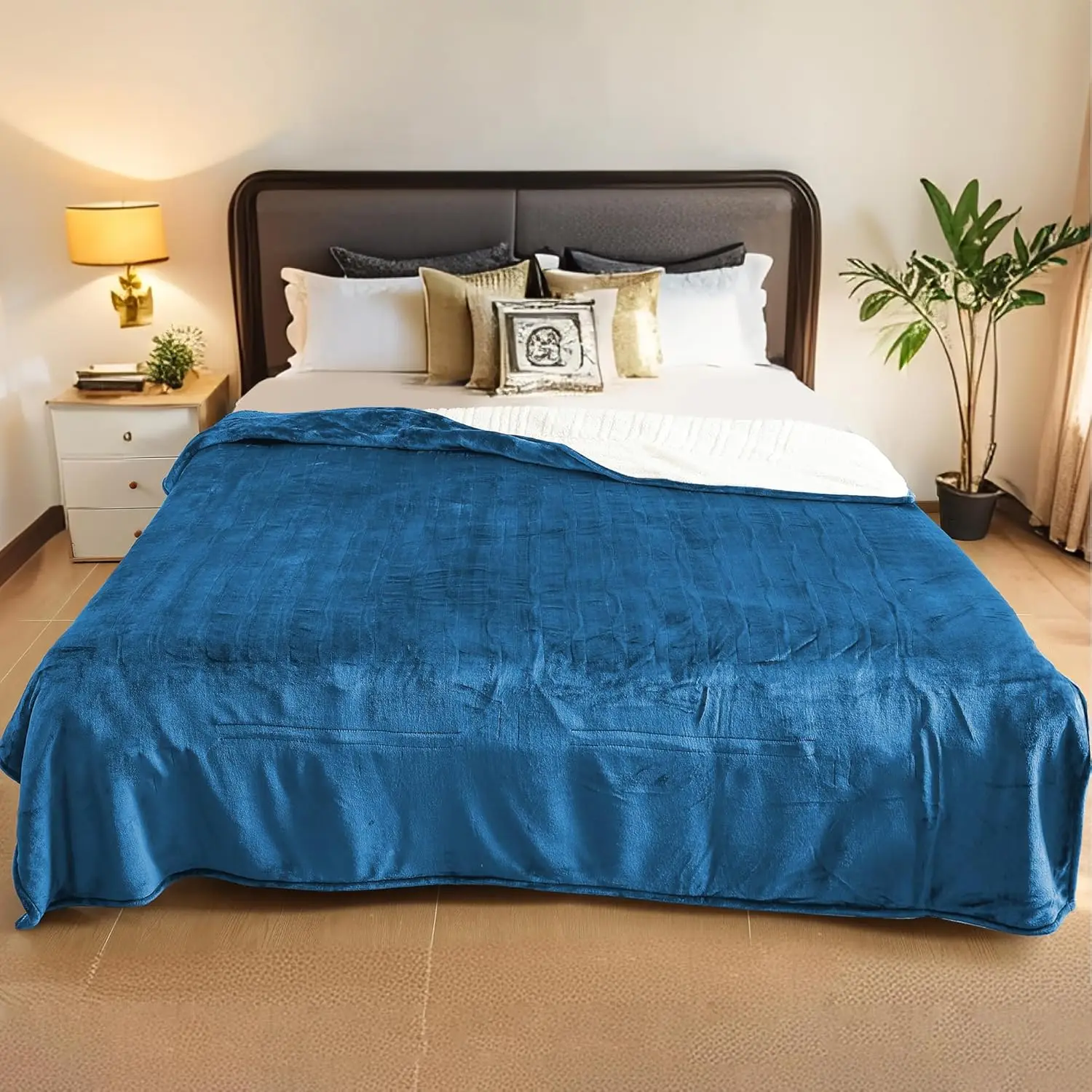 

Полноразмерное одеяло с электрическим подогревом — 72x84 дюймов, мягкая фланель, 10 уровней нагрева, автоматическое отключение, моющееся для кровати цвета синего озера