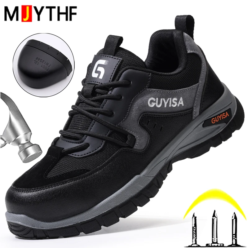 High Quality Indestructible Shoes Work Boots Steel Toe Shoes Men Anti-Smash Anti-Puncture Safety Shoes Wear-resistant Anti-slip