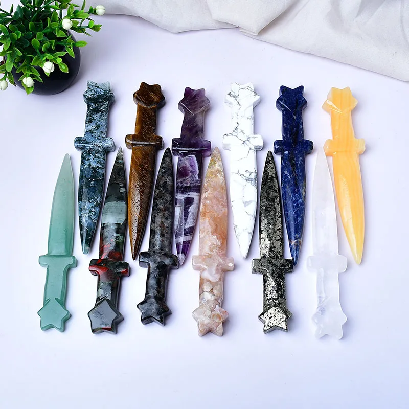 

Natural Material Knife Carving Magnet Home Decor Katana Room Garden Decorations Stone Decoration Accessories Crystal Gemstone