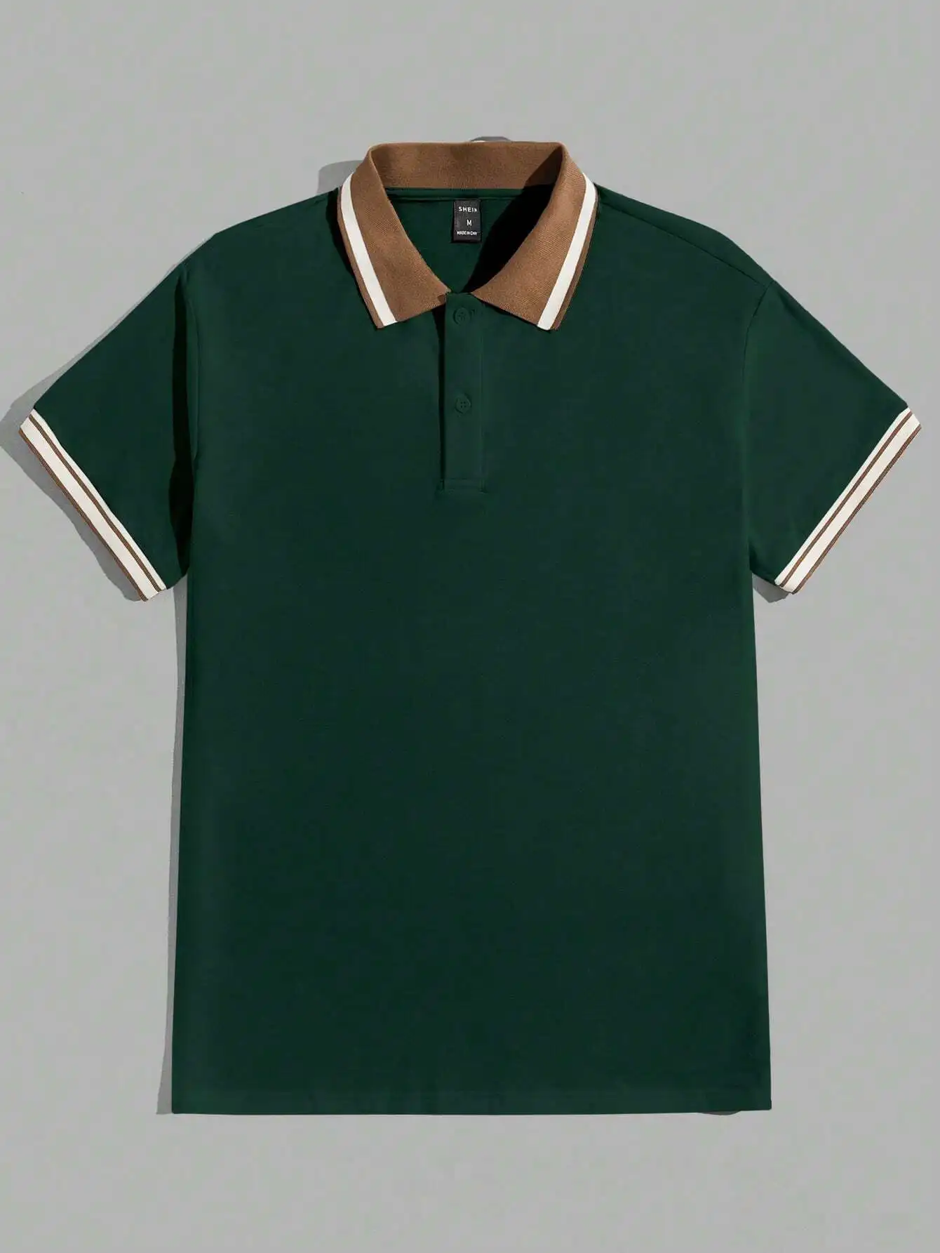 

Dark Green Unisex Polo Shirt with Contrast Trim Collar and Sleeve Cuffs