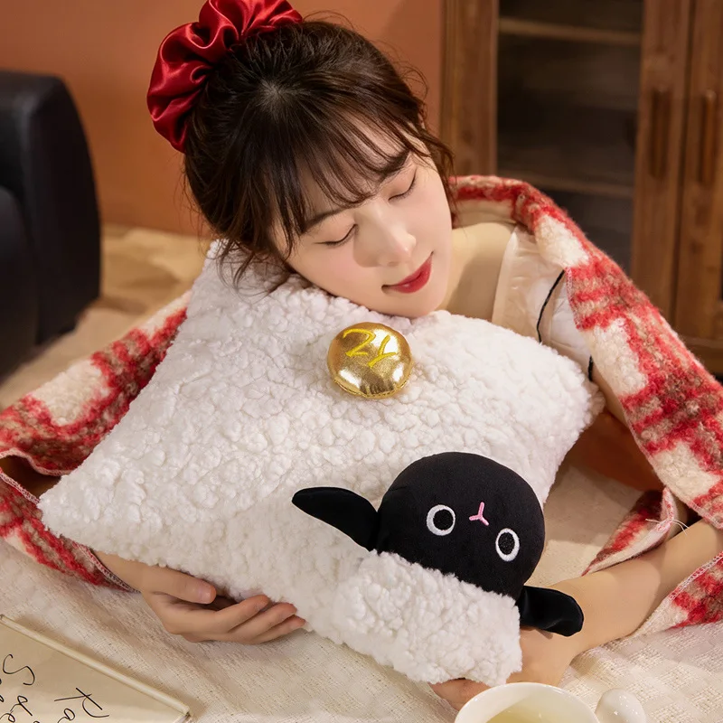 38cm Cartoon Cute Sheep Pillow Cushion Kawaii Bed Sleeping Pillows Blanket for Adults Girls Reading Bed Rest Seat Cushion Toys