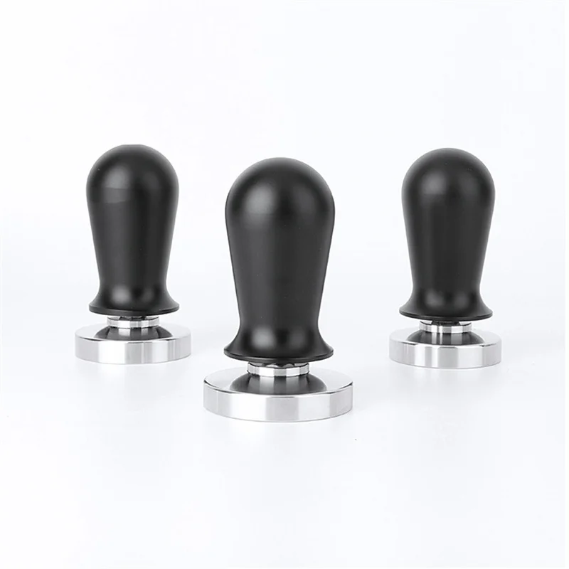 51/53/58mmCoffee Tamper Calibrated Espresso Tampers with Spring Loaded Wooden Handle Stainless Steel Coffee Flat Base Accessorie