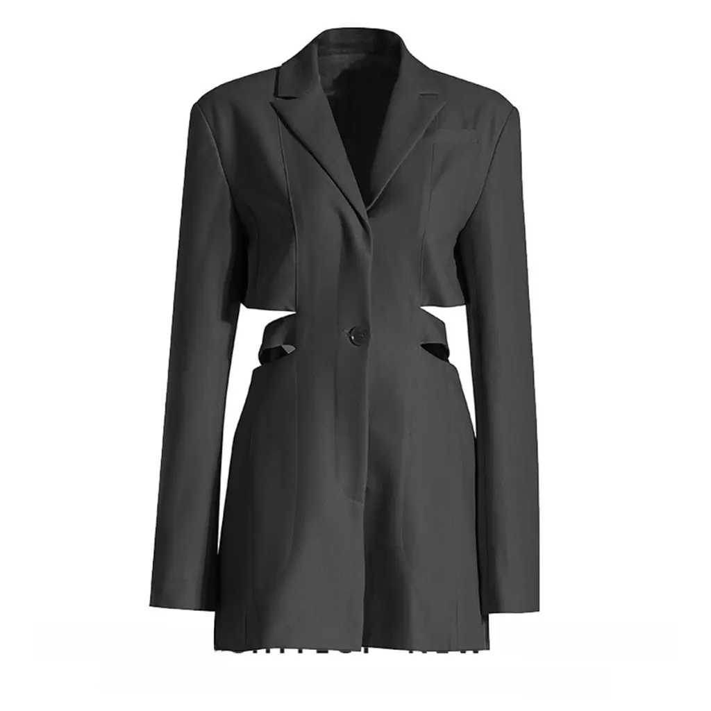 

Design Sense Slimming One-Button Suit Dress Niche Masterly Hollow Out-of-Waist Detail Birthday Party Women's Fashion Top