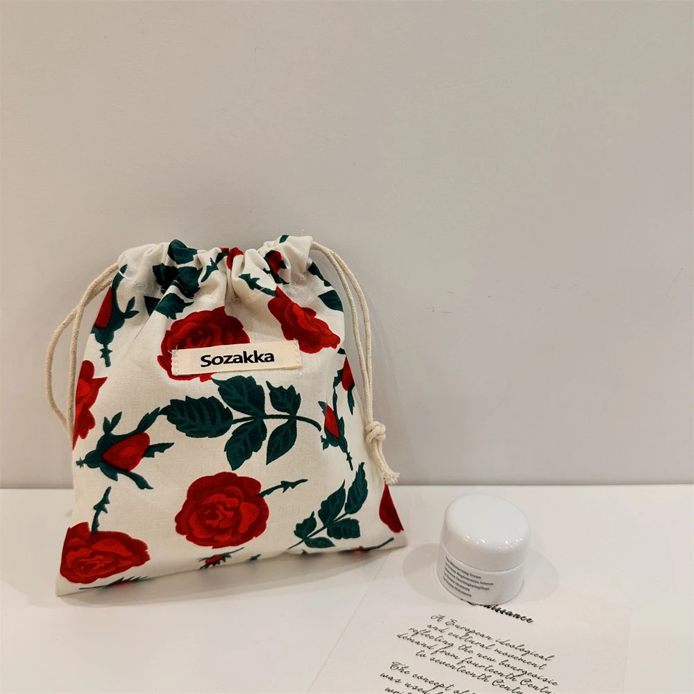 Storage Small Cloth Japanese Lipstick Bag Portable Cosmetic  Women's Portable Cosmetic Drawstring Bag
