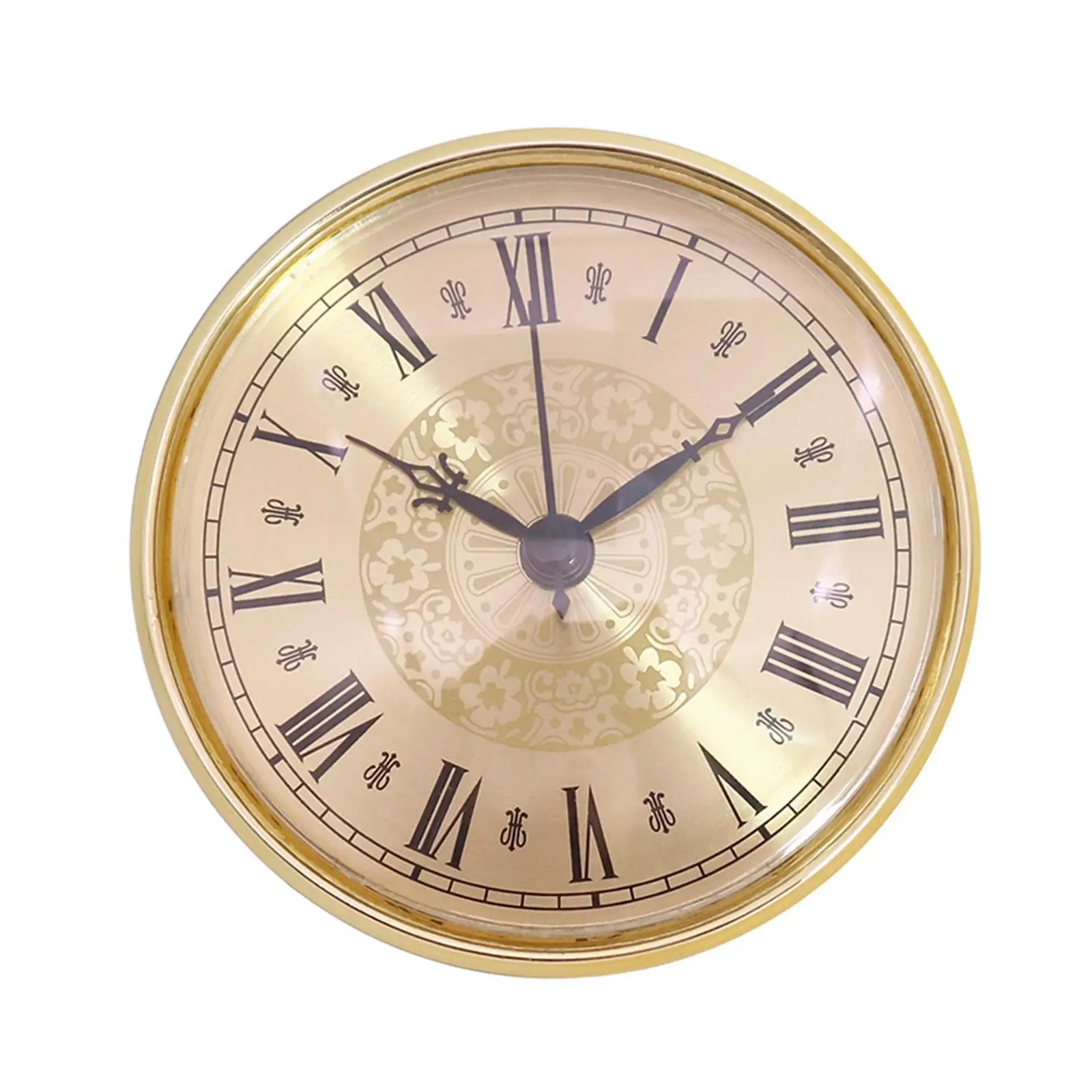 4.3inch Clock Insert Roman Numerals with Gold Trim Non-ticking Fit 94mm Hole for Living Room Home Decor Repairing Bedroom DIY