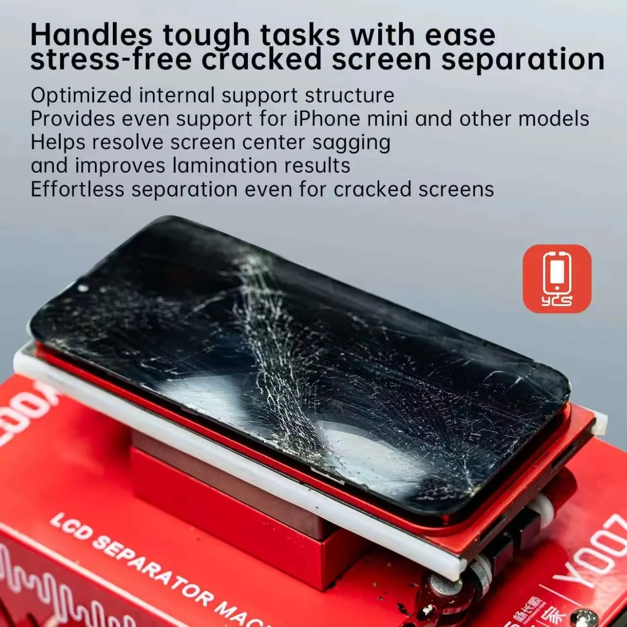 YCS Q20 Universal-Form für die visuelle Trennung von 99 % flachen und gebogenen Bildschirmen, ohne Halterung, mit starker Saugkraft, Werkzeug zur Reparatur von LCD-Bildschirmen für Smartphones – Detail 4