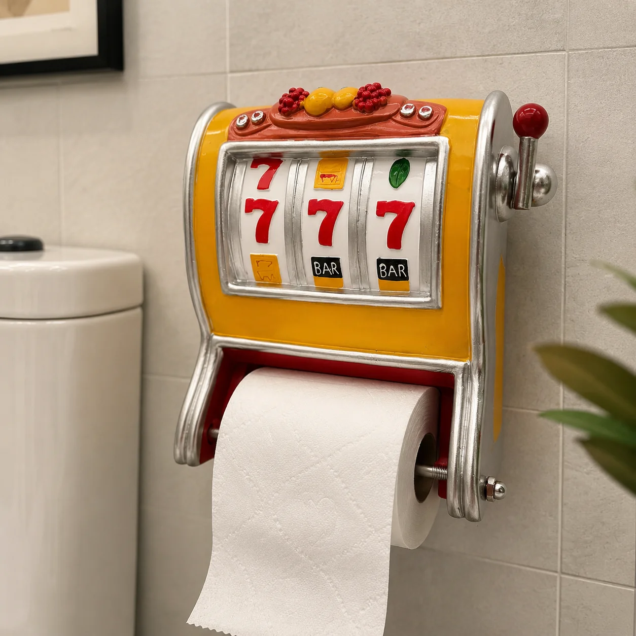 Toilet Paper Dispenser Holder Slot Machine Vending Style Bathroom Wall Mount ABS Plastic Novelty Tissue Roll Organizer