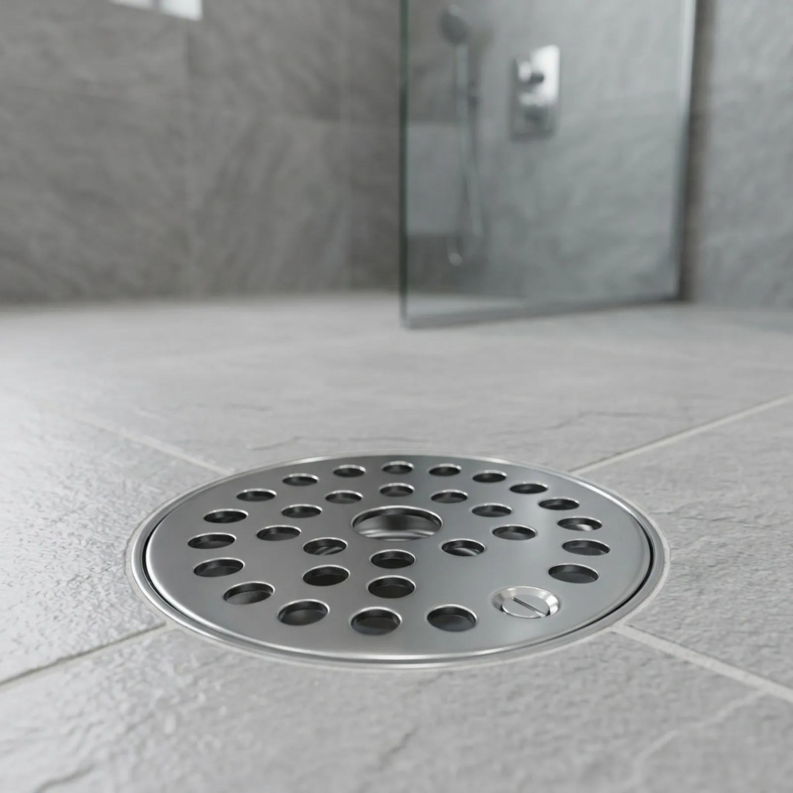 4 Inch Shower Drain Cover with Screw in Fixing Stainless Steel Construction Ensures Longevity and Helps Maintain Clear Drainage